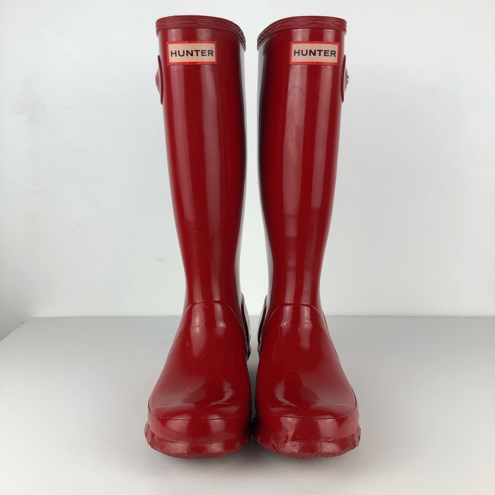 HUNTER Original Big Kid Red Gloss Rain Boots Size 4/5